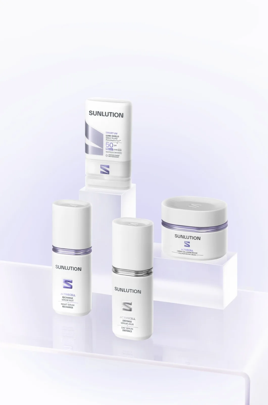 La collection Sunlution présentée sur socles